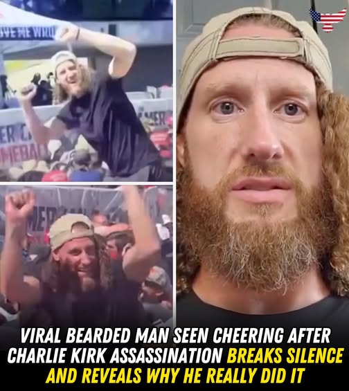 Viral bearded man seen cheering after Charlie Kirk shooting breaks silence and reveals the reason he did it