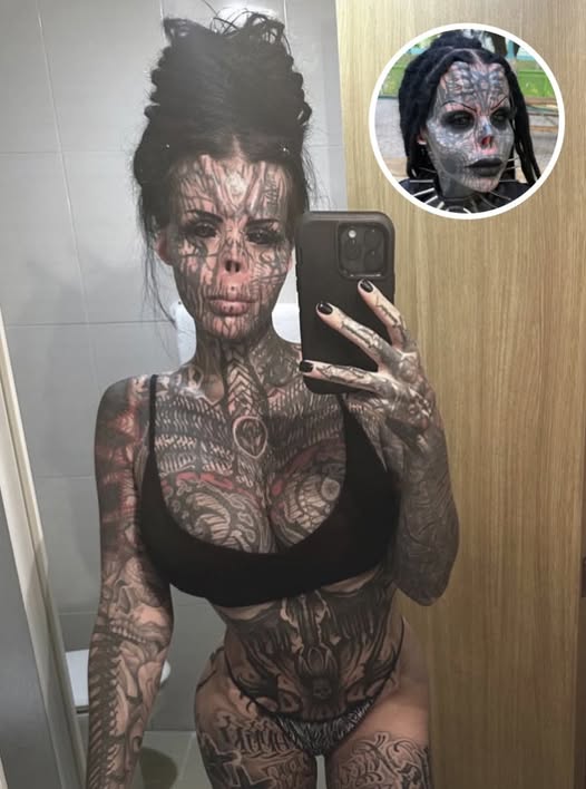 Tattoed woman who keeps her nose in a jar reveals what she looked like before – you better sit down