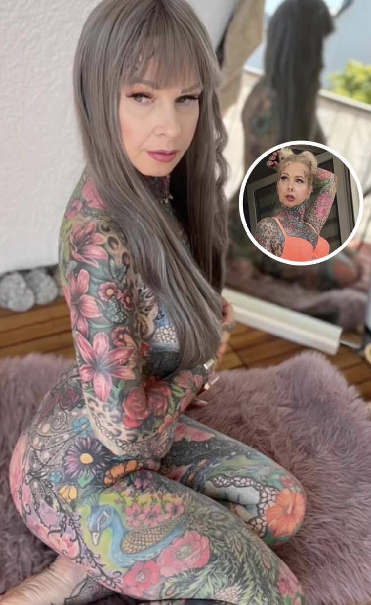 Grandma With Body Fully Covered In Tattoos Reveals What She Looked Like One Decade Ago